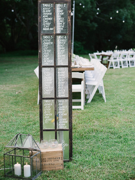 Window frame escort card display Inspiration