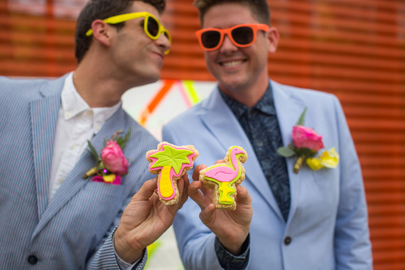 Neon flamingo cookies