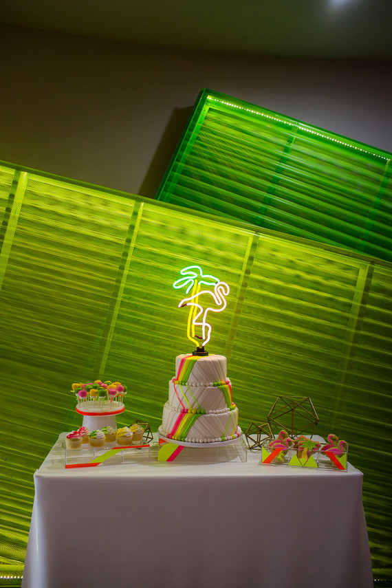 Neon modern dessert table