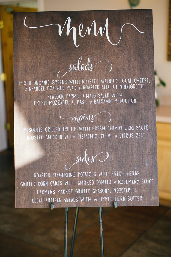 Wooden wedding menu