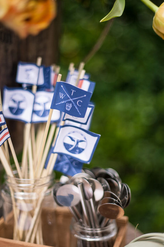 Blue and white cocktail stirrer