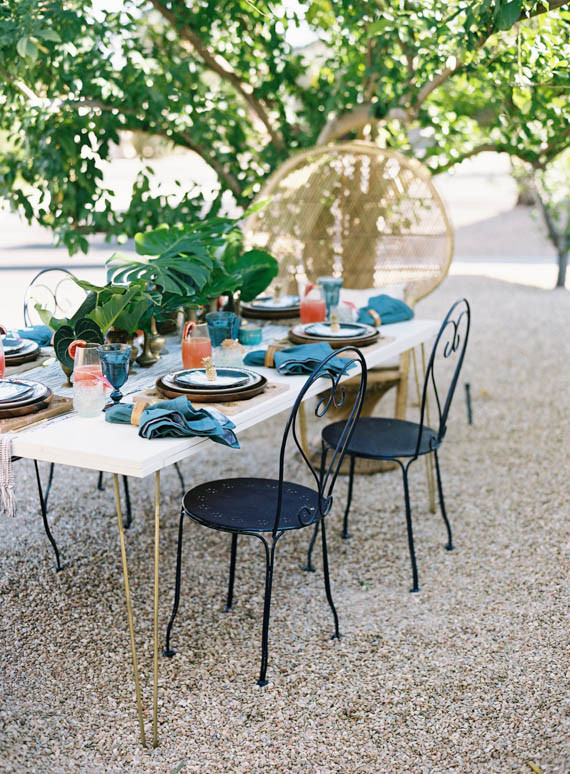 Tropical, summer wedding inspiration tablescape