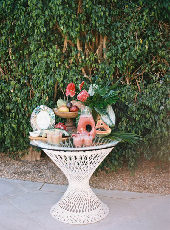 Tropical, summer wedding bar and cocktails