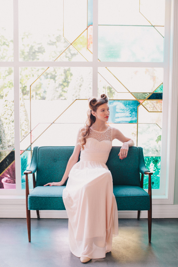 Elegant light pink bridesmaid dress