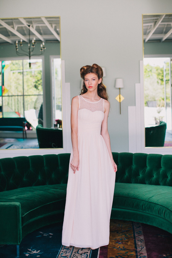 Elegant light pink bridesmaid dress