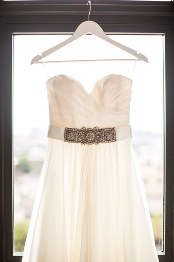 Wedding dress with silver belt