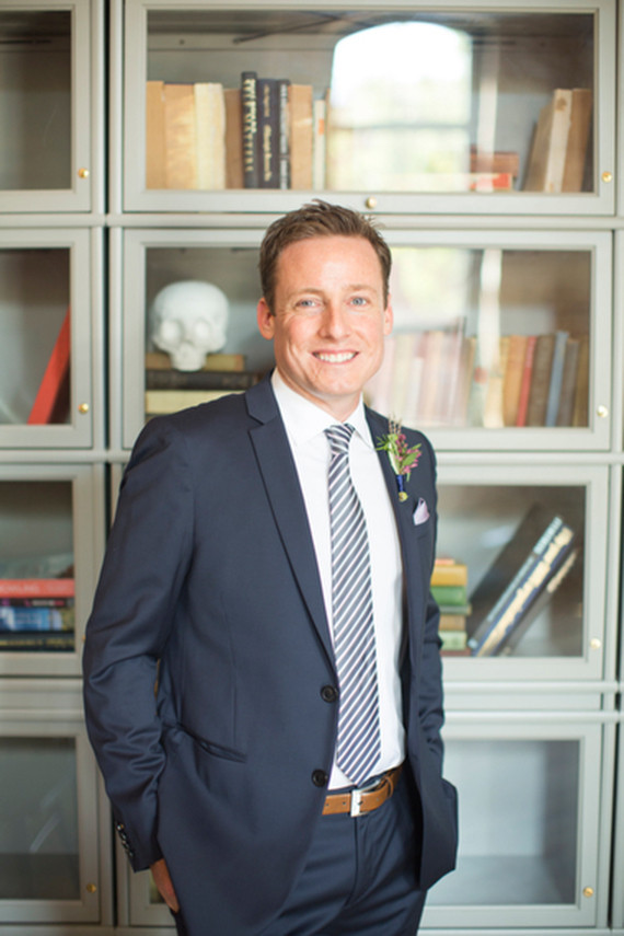 Groom in dark blue suit