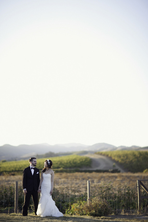 Winery fall wedding portrait