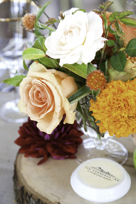 Fall wedding wood with deep colored centerpiece Inspiration
