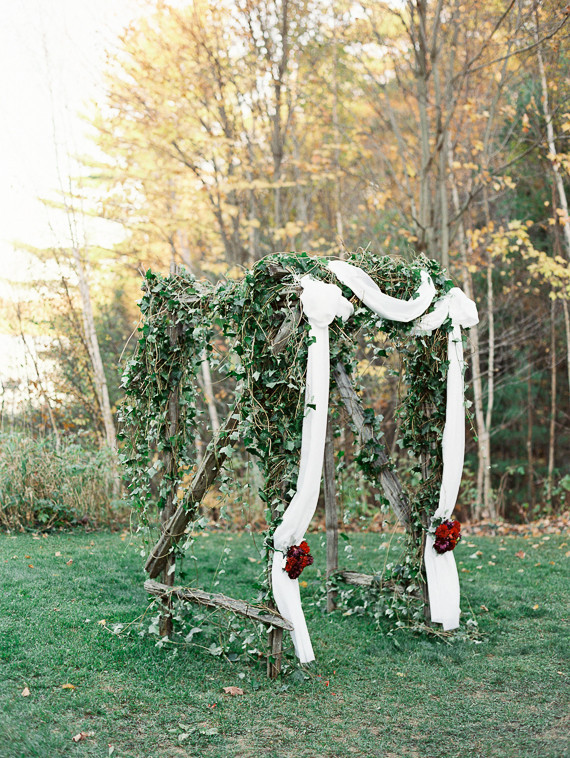 Rustic Fall wedding altar