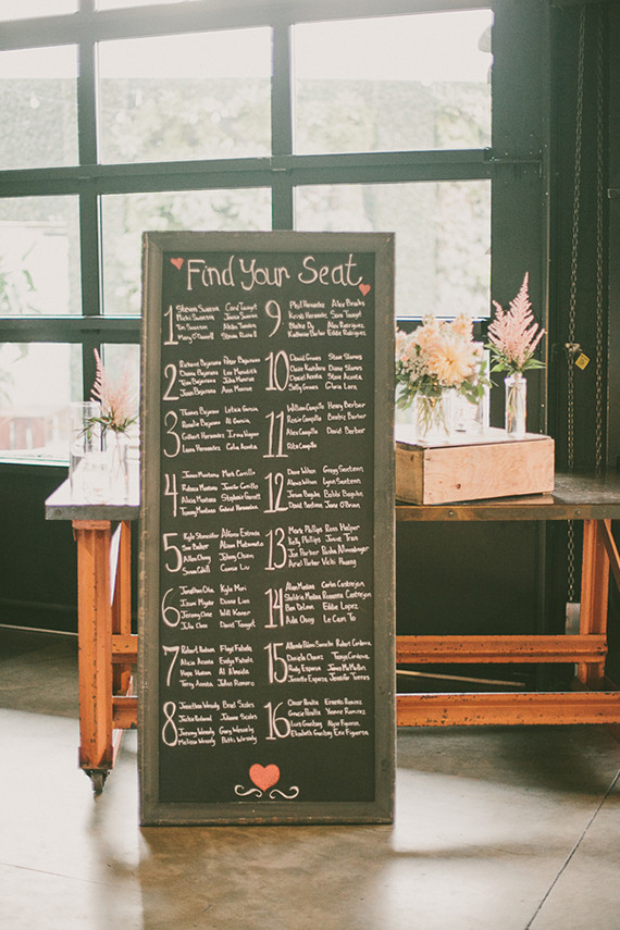 Chalkboard seating chart