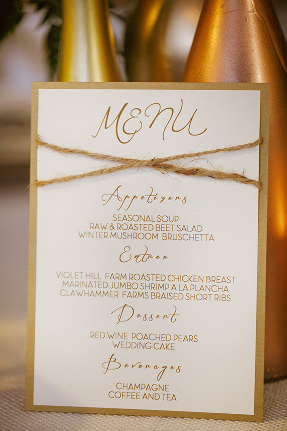 White and cream menu with twine detail