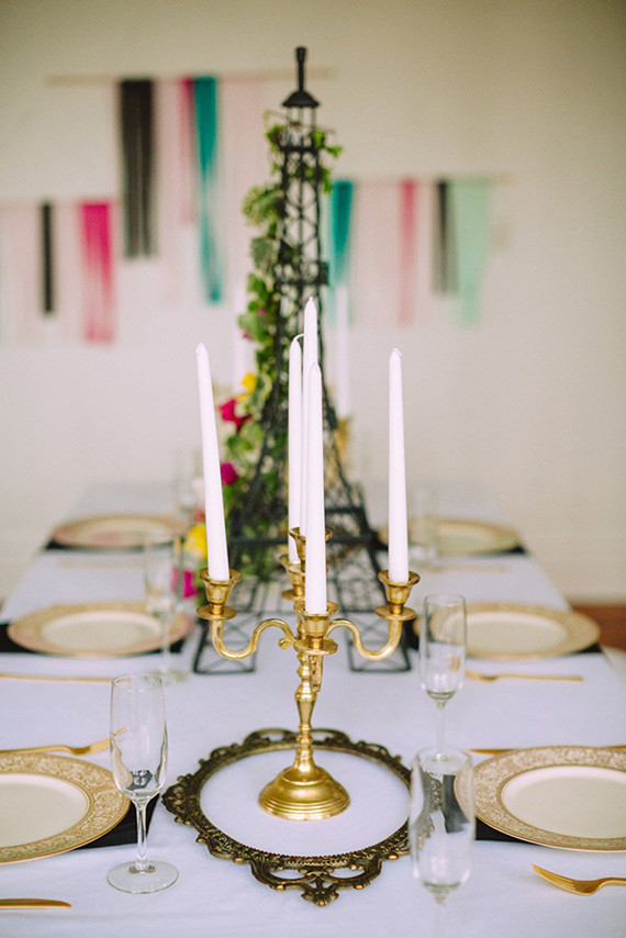 Gold and white candleabra