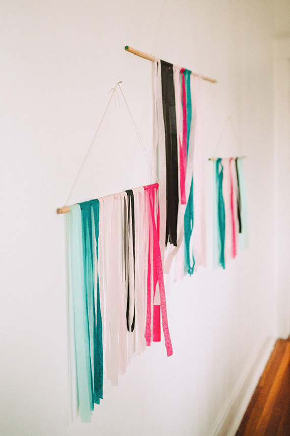 Colorful ribbon wall decor