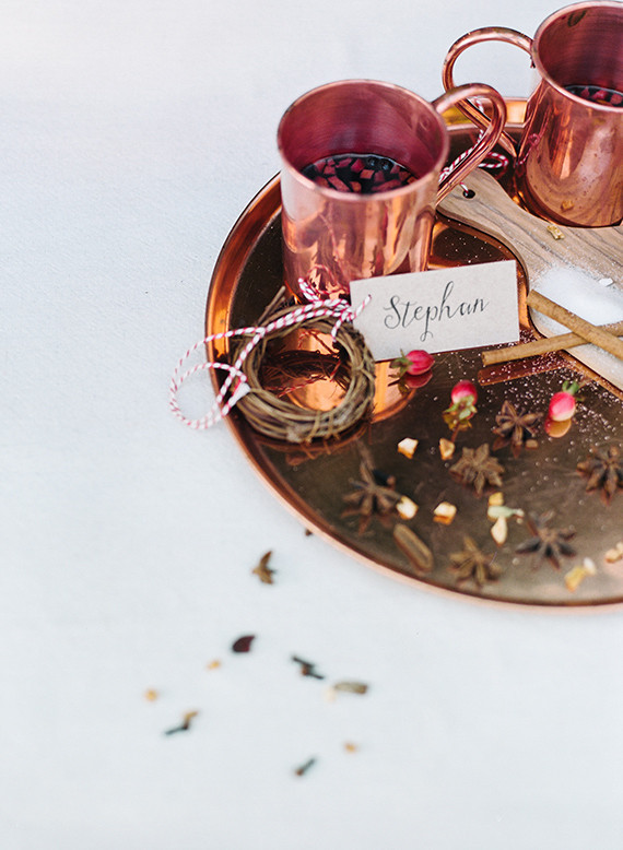 Holiday mulled wine ingrdients and name tags Inspiration