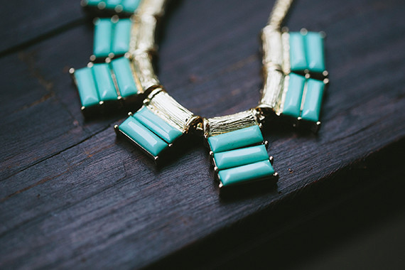 Teal and silver statement necklace