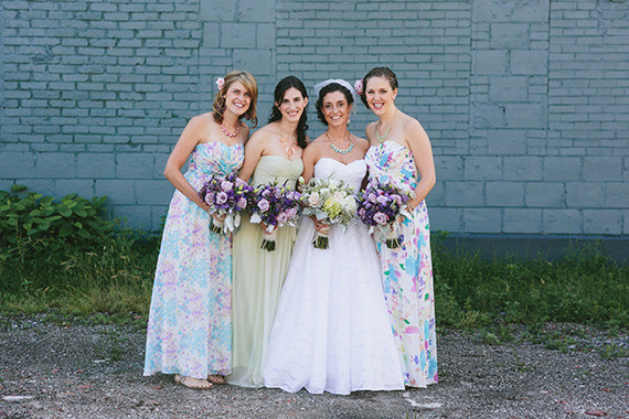 Bridesmaid with purple and green accents