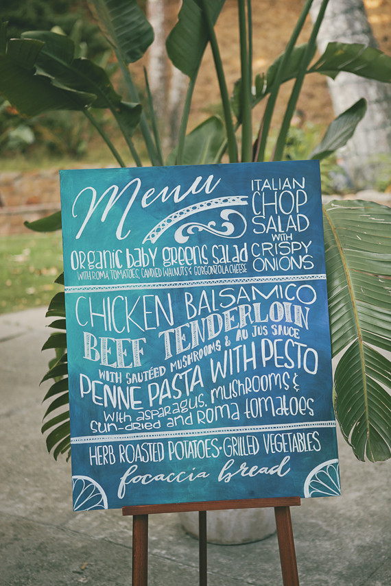 Tie-dyed calligraphy menu signage