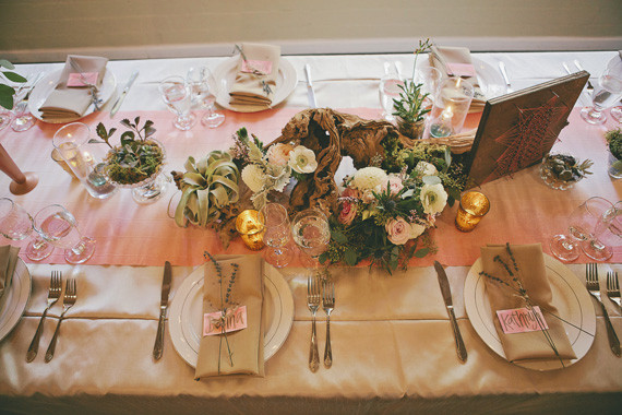 Pink and cream place setting