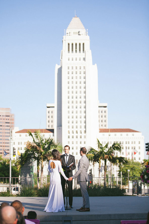 Modern downtown Los Angeles wedding ceremony