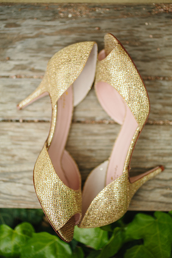Gold wedding shoes