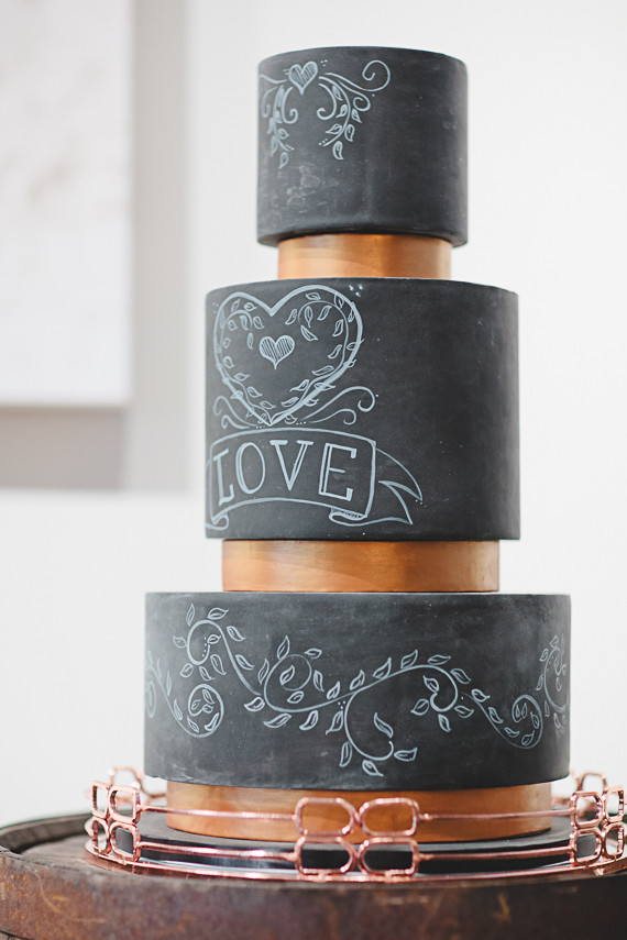 Black 3 tiered wedding cake