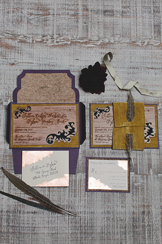 Rustic fall wedding invitation suite