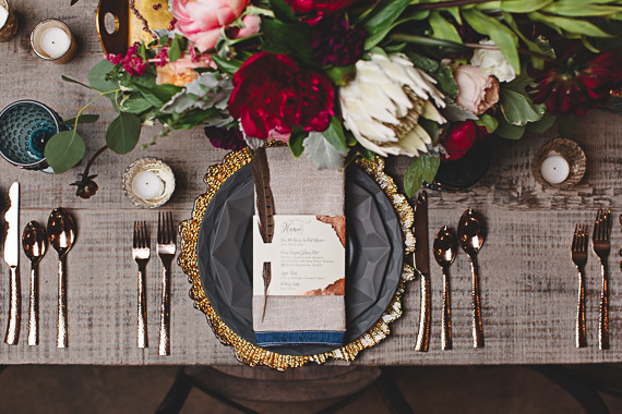 Rustic fall wedding place setting