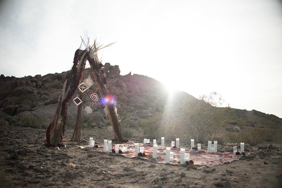 Bohemian desert wedding ceremony