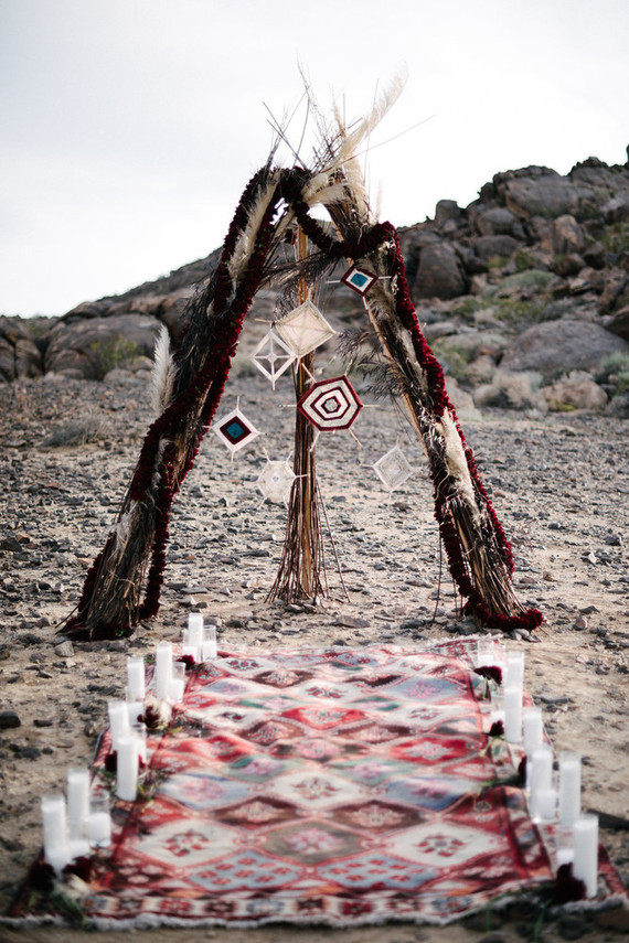 Bohemian desert wedding ceremony