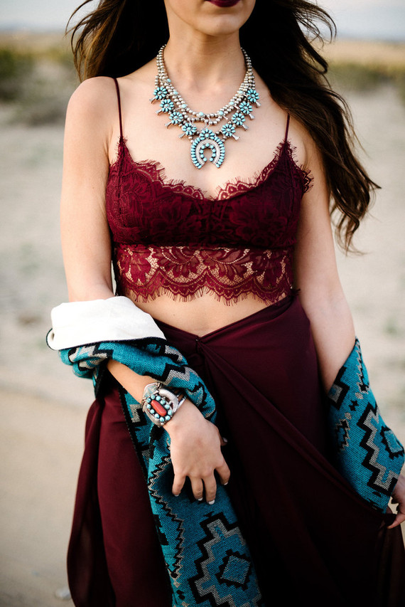 Bohemian desert wedding attire