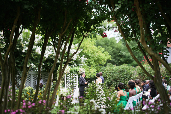 Whimsical garden summer wedding ceremony