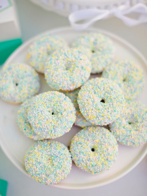 mint sprinkle donuts