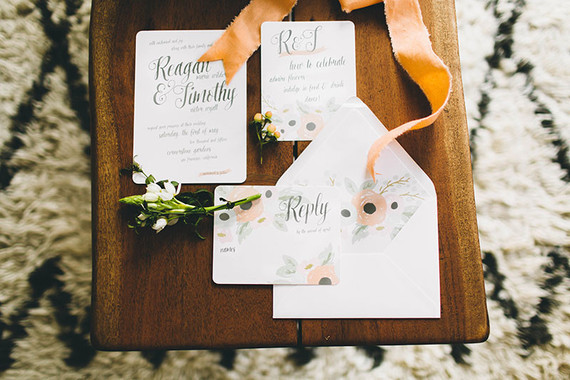 Pink retro wedding invitation suite