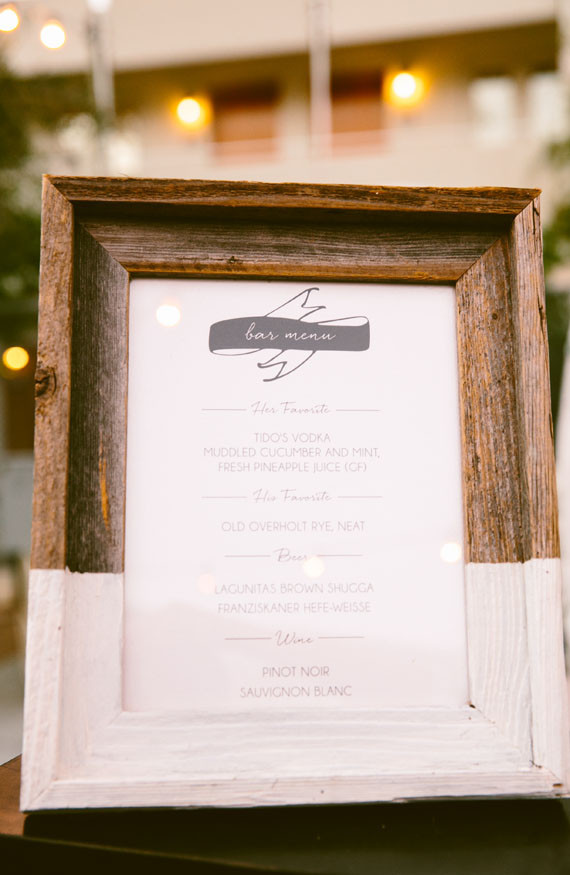 Rustic bar menu