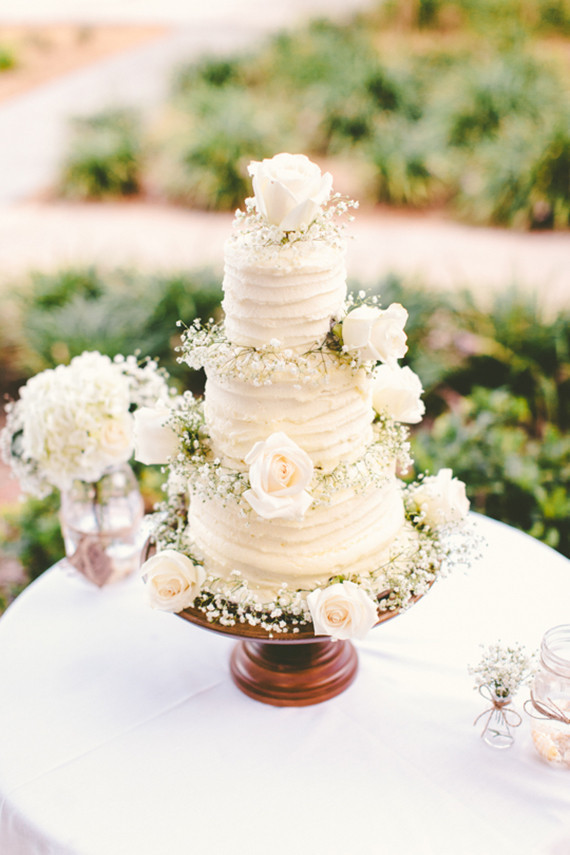 White floral wedding cake