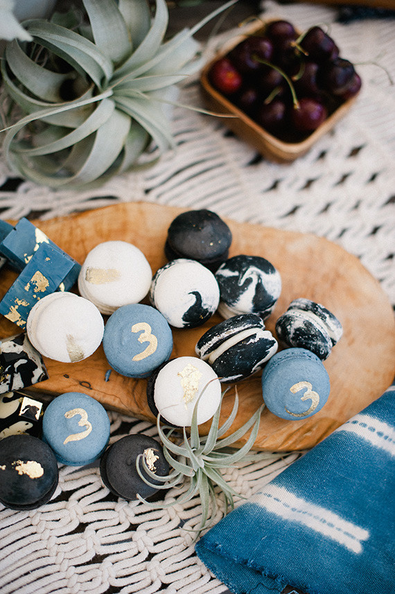 blue and black macarons