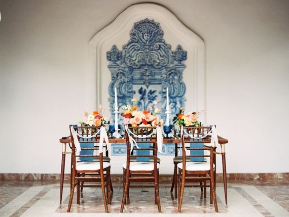 Vintage Spanish inspired wedding tablecape