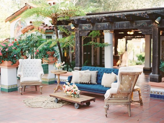 Vintage Spanish inspired lounge area