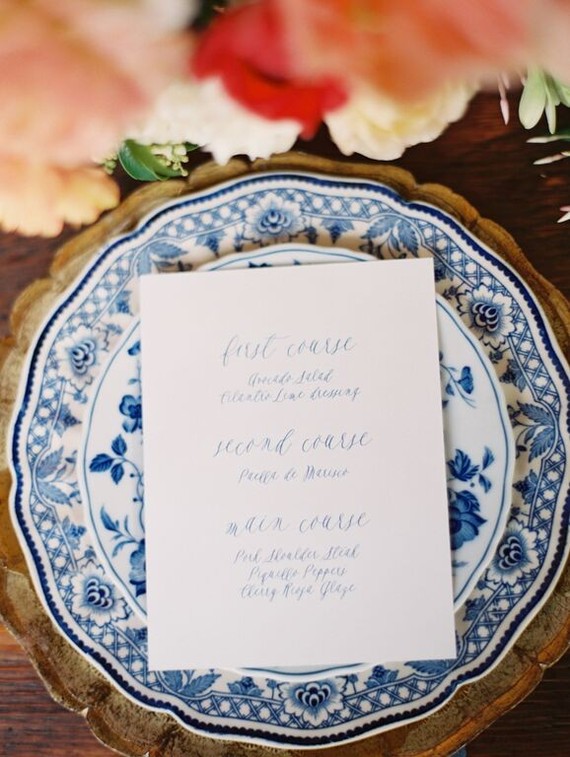 Vintage Spanish inspired wedding menu