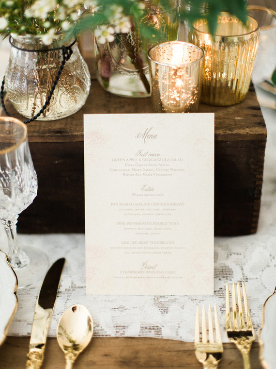 Rustic fall wedding menu