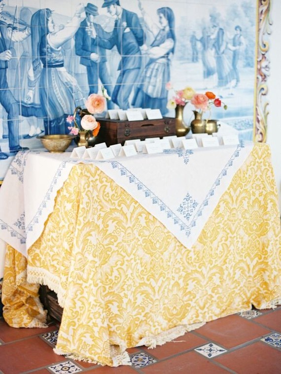 Vintage Spanish inspired escort card table