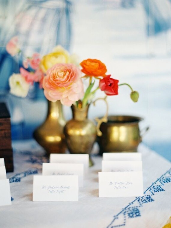 Vintage Spanish inspired escort card table