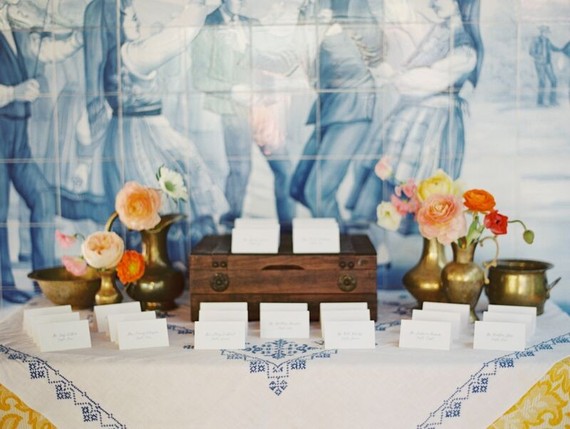Vintage Spanish inspired escort card table
