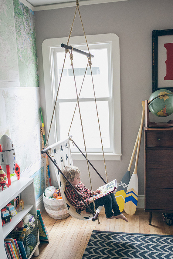 Modern woodsy boys room