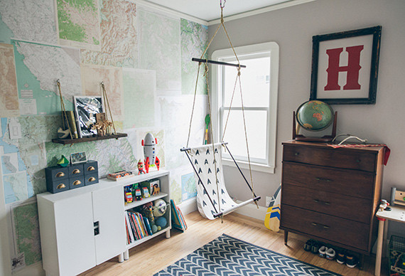 Modern woodsy boys room