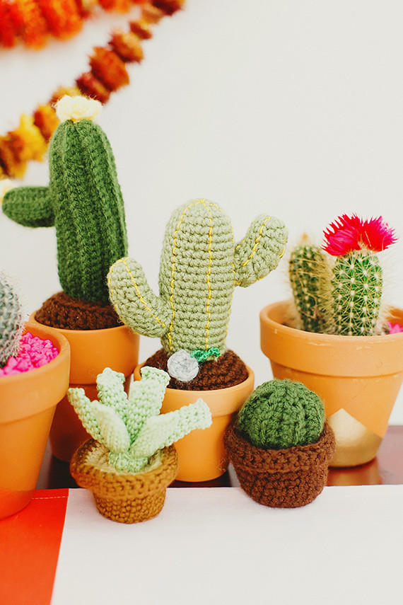 crocheted cactus favors