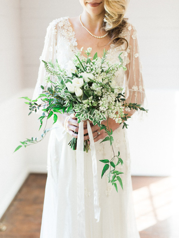 Green and white bridal bouquet