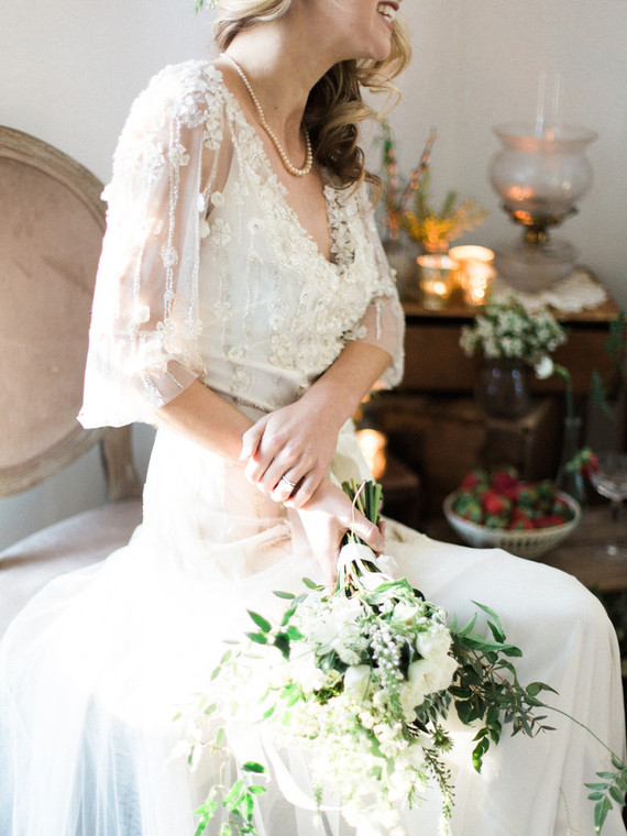 Green and white bridal bouquet