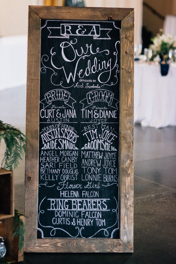 Chalkboard wedding signage